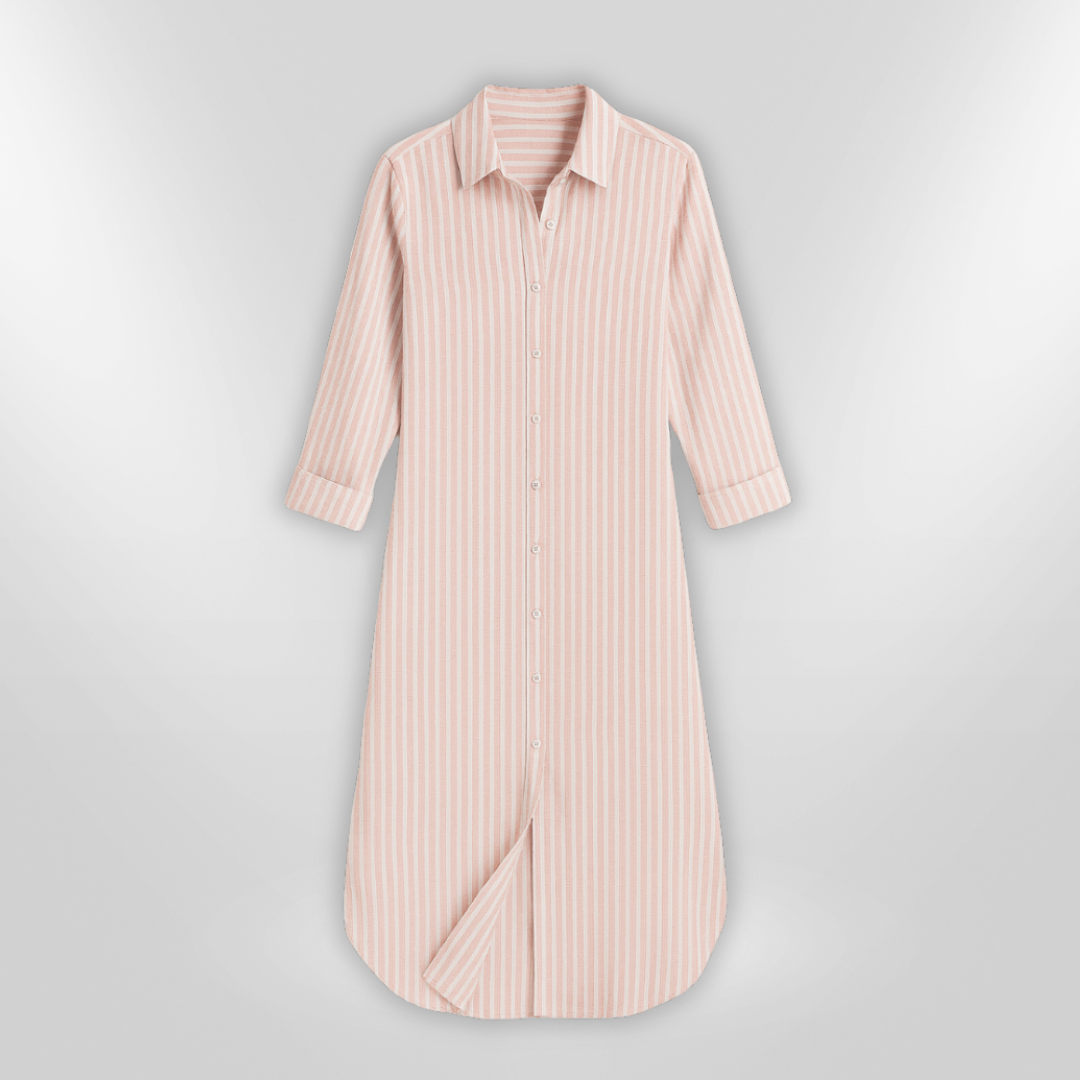 Dames Chemise Jurk Gestreept Katoen Zomerjurk 2