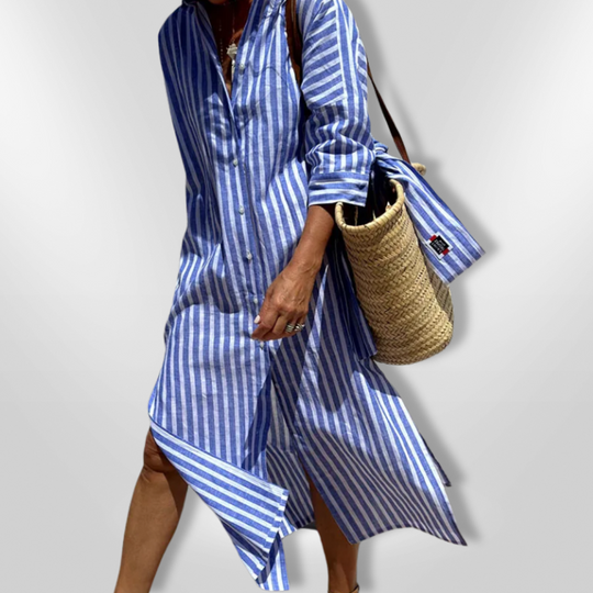 Dames Chemise Jurk Gestreept Katoen Zomerjurk 5