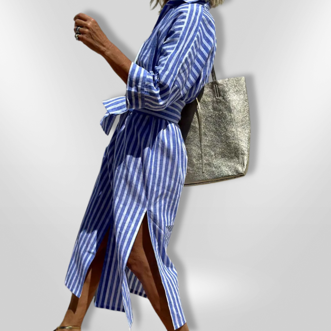 Dames Chemise Jurk Gestreept Katoen Zomerjurk 7