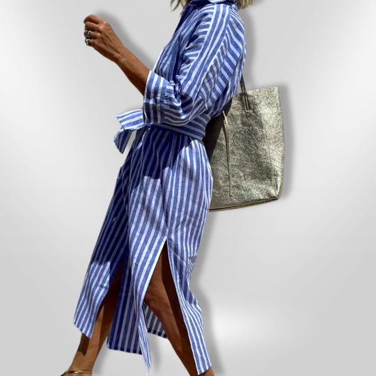 Dames Chemise Jurk Gestreept Katoen Zomerjurk 7