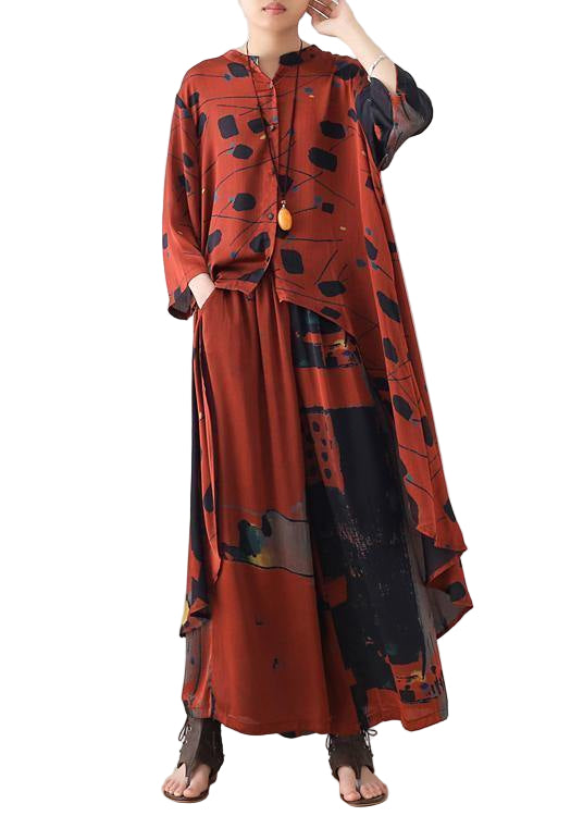 Dames Chiffon Overhemd met Opstaande Kraag en Lange Mouwen 0