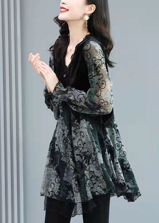 Dames Chiffon Top met Lange Mouwen en V-hals 3