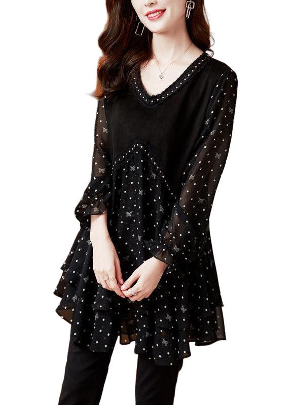 Dames Chiffon Top met V-hals en Gelaagd Design 1