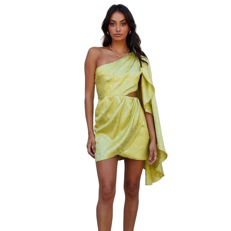 Dames Cocktailjurk Asymmetrisch Met Cape Voor Bruiloft En Speciale Gelegenheden 0