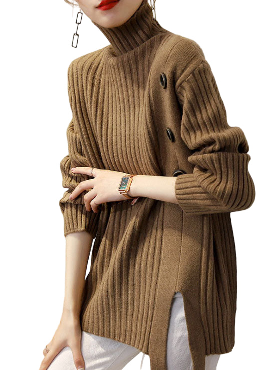 Dames Coltrui Kaki Gebreid voor Herfst en Winter 0