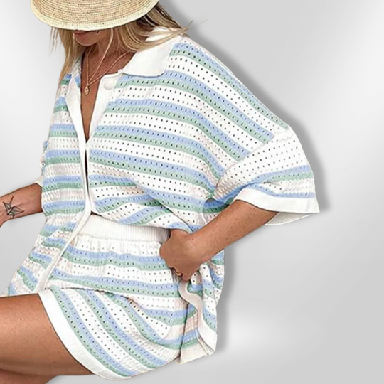 Dames Crochet Set Vloeiende Top en Short 2