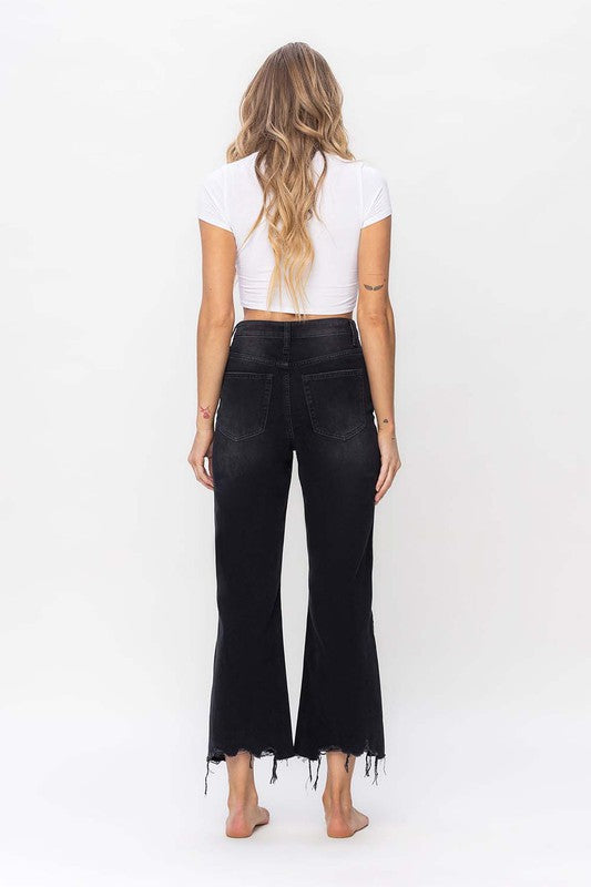 Dames Crop Flare Jeans Vintage 90's Zwart 4