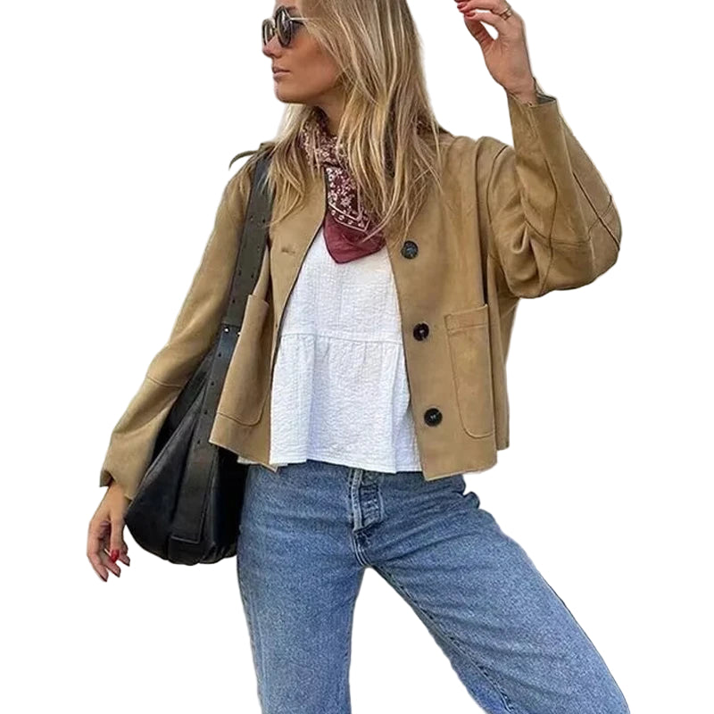 Dames Cropped Blazer Jas met Lange Mouwen en Tailored Fit 1