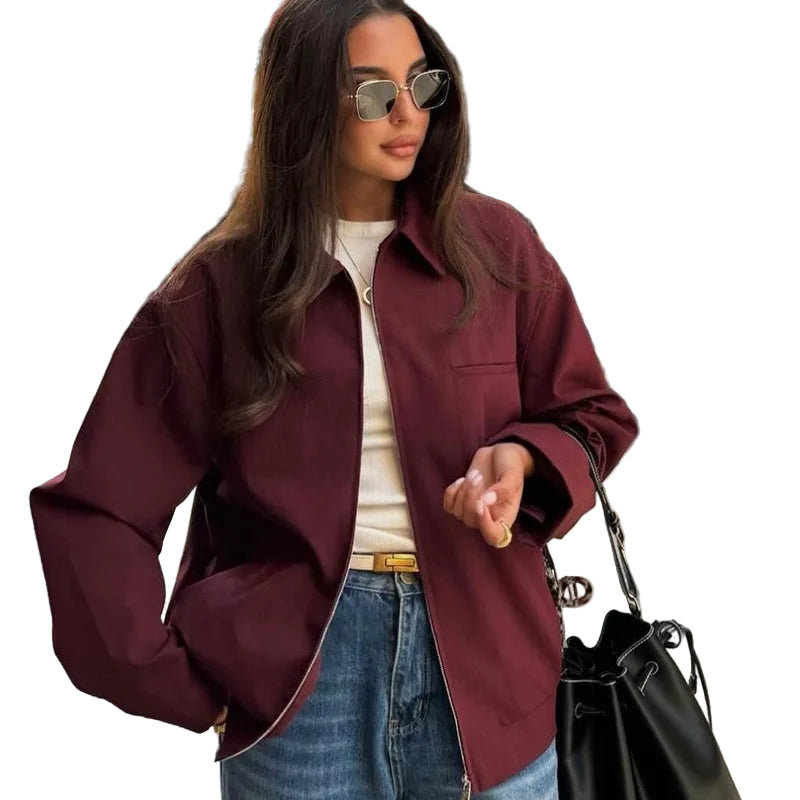 Dames Cropped Bomberjack met Lange Mouwen en Moderne Pasvorm 2