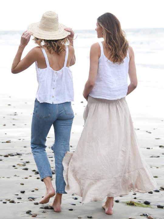 Dames Cropped Top Retro Linnen Halter 3