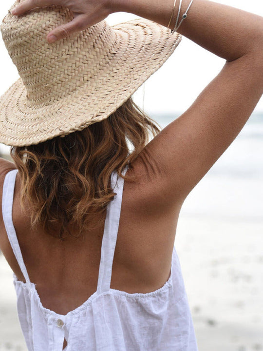 Dames Cropped Top Retro Linnen Halter 5