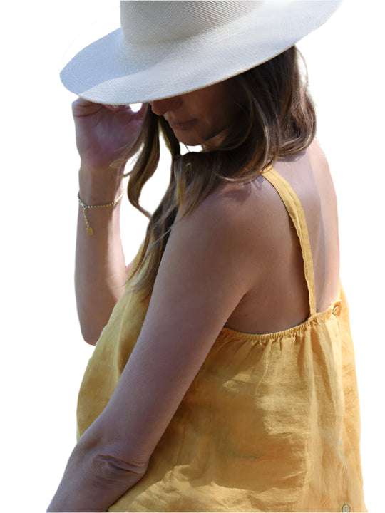 Dames Cropped Top Retro Linnen Halter 7