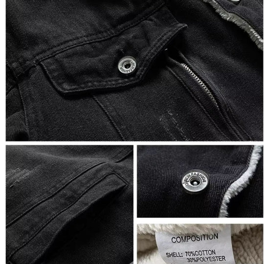 Dames Denim Jacket Fleece Voering Casual 5