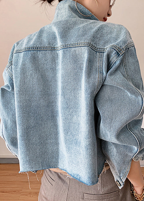 Dames Denim Jas met Knoopzakken en Patchwork 3