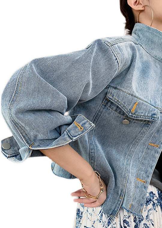 Dames Denim Jas met Knoopzakken en Patchwork 4