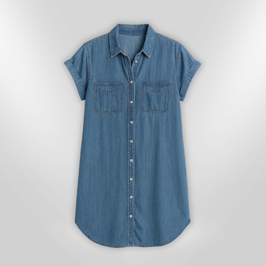 Dames Denim Jurk Casual Met Knopen Zacht Ademend Denim 3