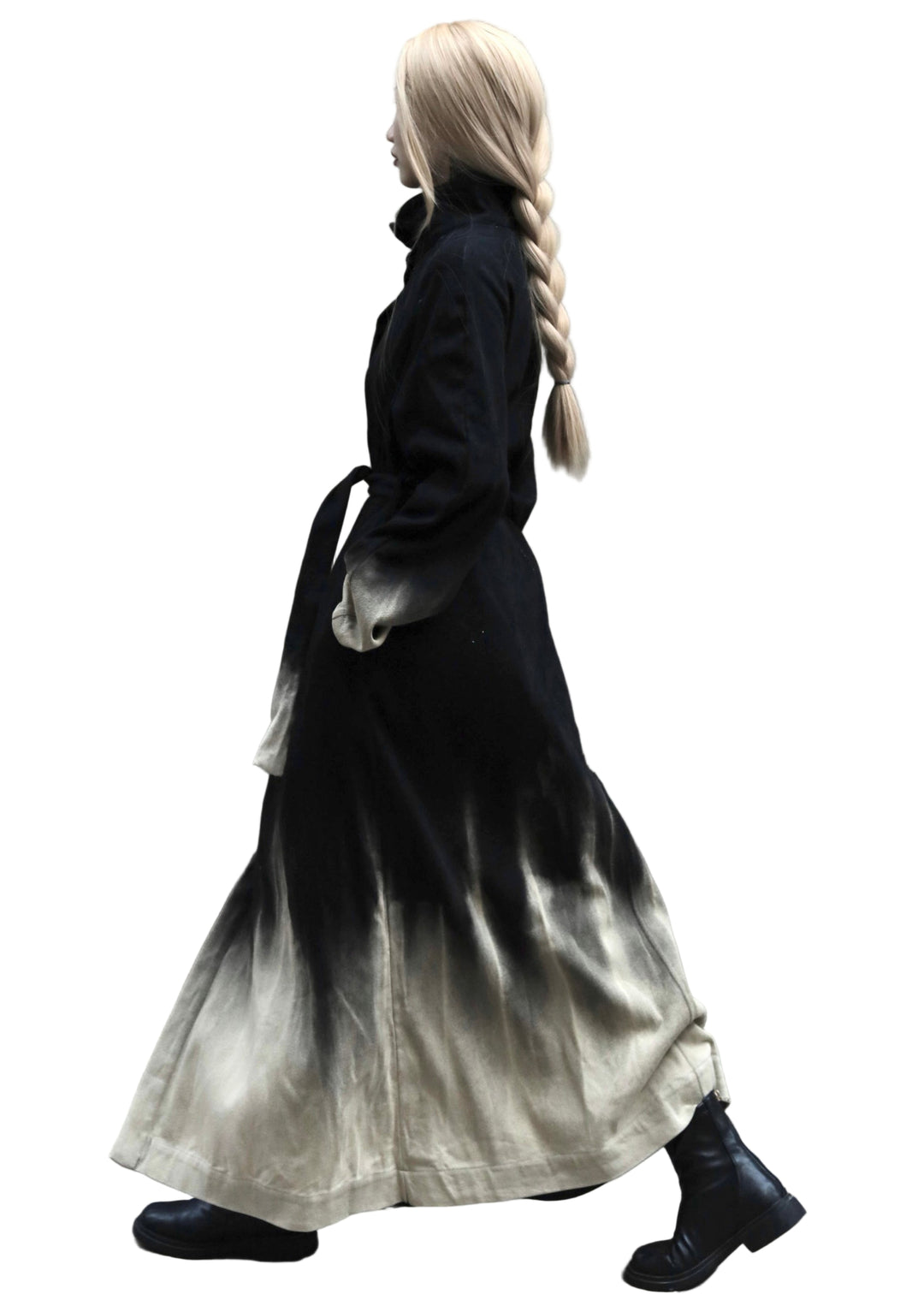 Dames Denim Lange Jas met Kleurverloop en Taillezakken 0