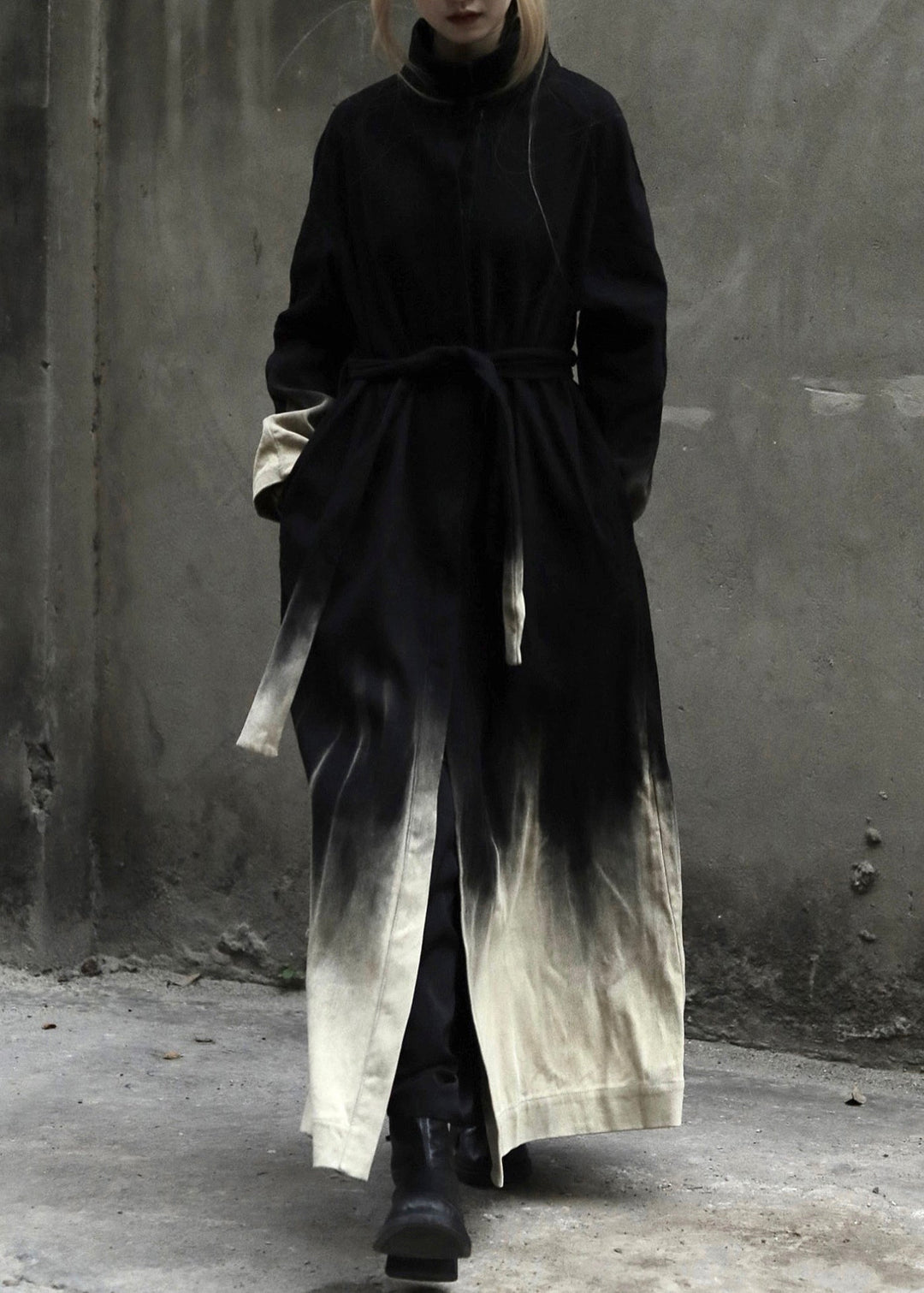 Dames Denim Lange Jas met Kleurverloop en Taillezakken 1