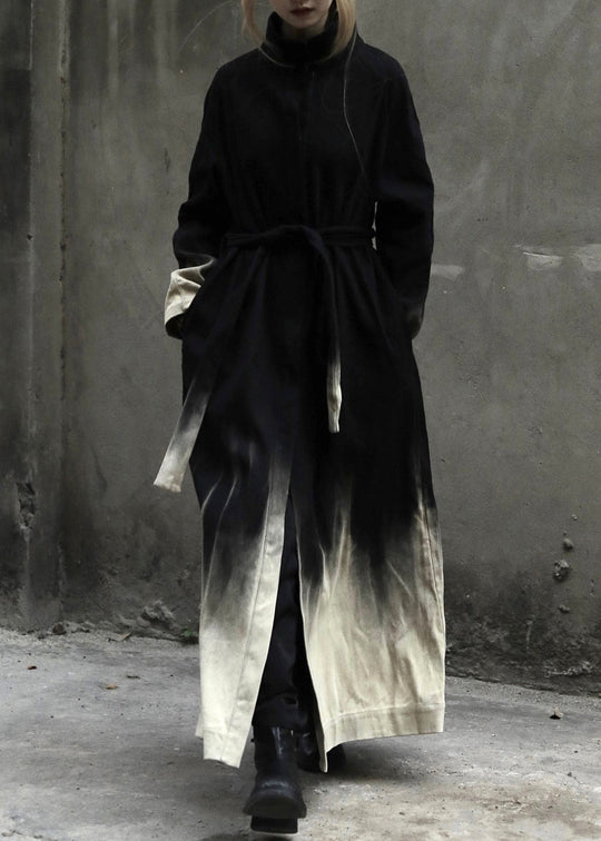 Dames Denim Lange Jas met Kleurverloop en Taillezakken 1