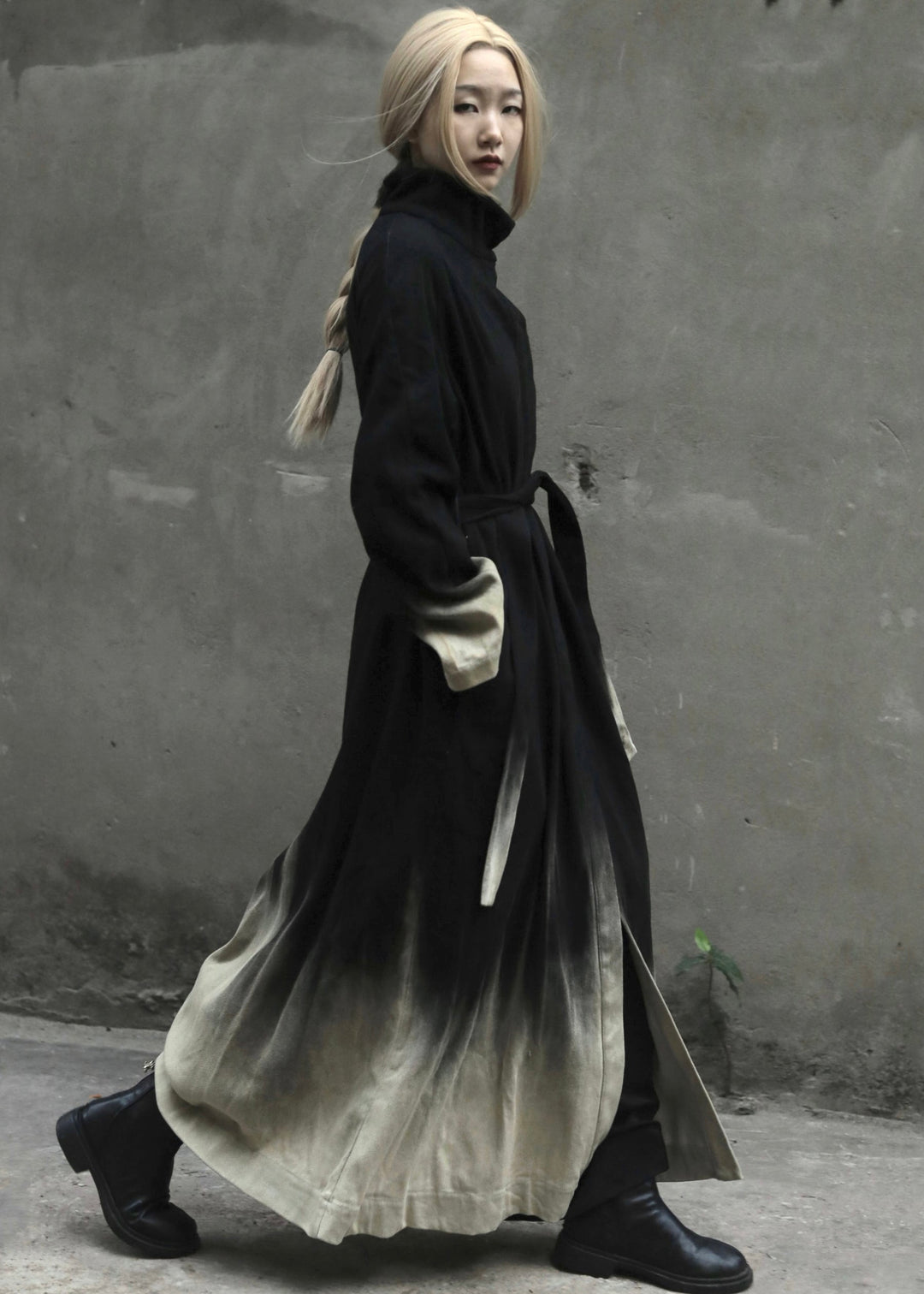 Dames Denim Lange Jas met Kleurverloop en Taillezakken 2