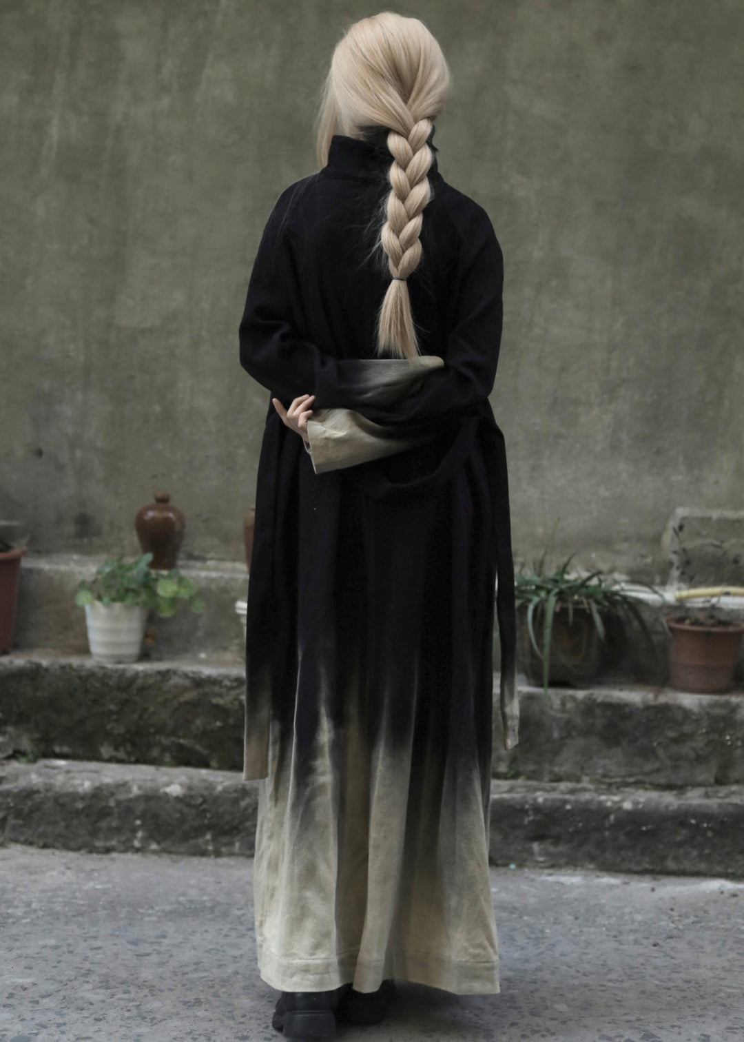 Dames Denim Lange Jas met Kleurverloop en Taillezakken 4