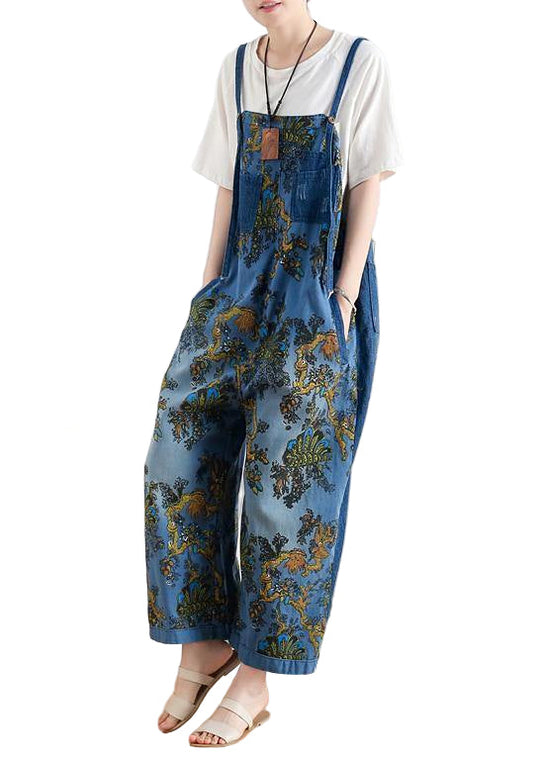 Dames Denim Overall Retro Etnische Stijl 0