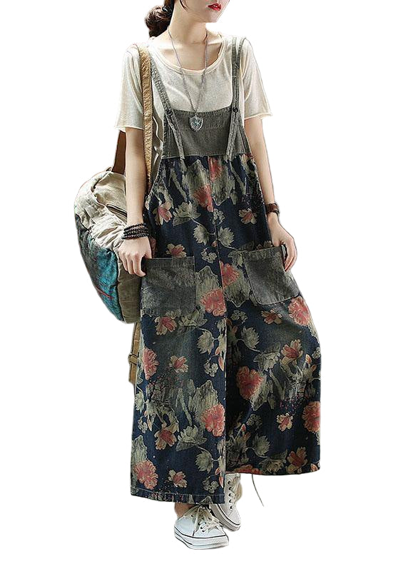 Dames Denim Romper met Print en Zakken 0