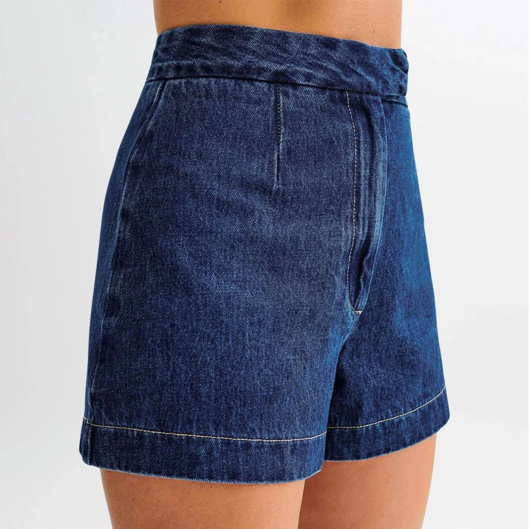 Dames Denim Set Mouwloos Met Hoge Taille Shorts 4
