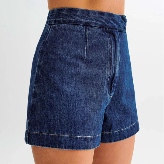 Dames Denim Set Mouwloos Met Hoge Taille Shorts 4
