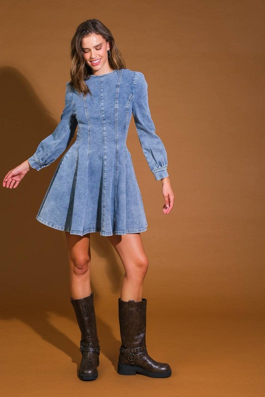 Dames Denim Skater Mini Jurk Medium 1