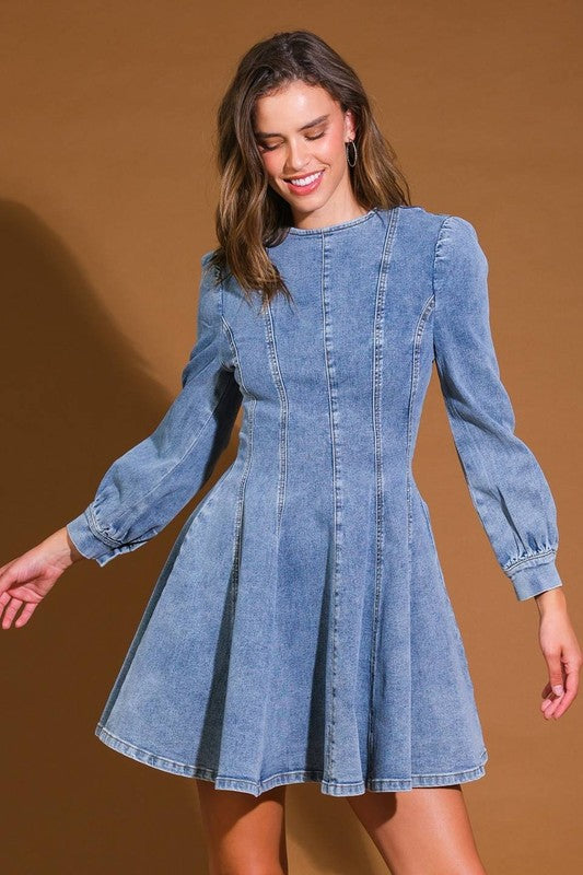 Dames Denim Skater Mini Jurk Medium 2