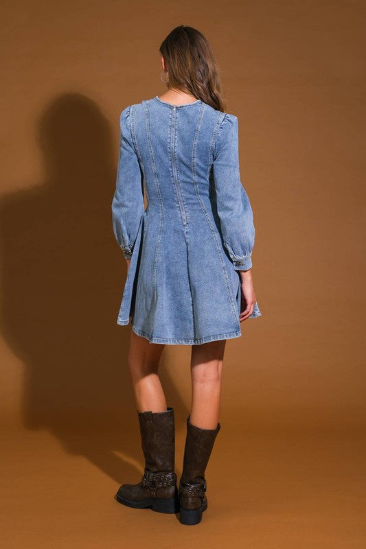 Dames Denim Skater Mini Jurk Medium 3