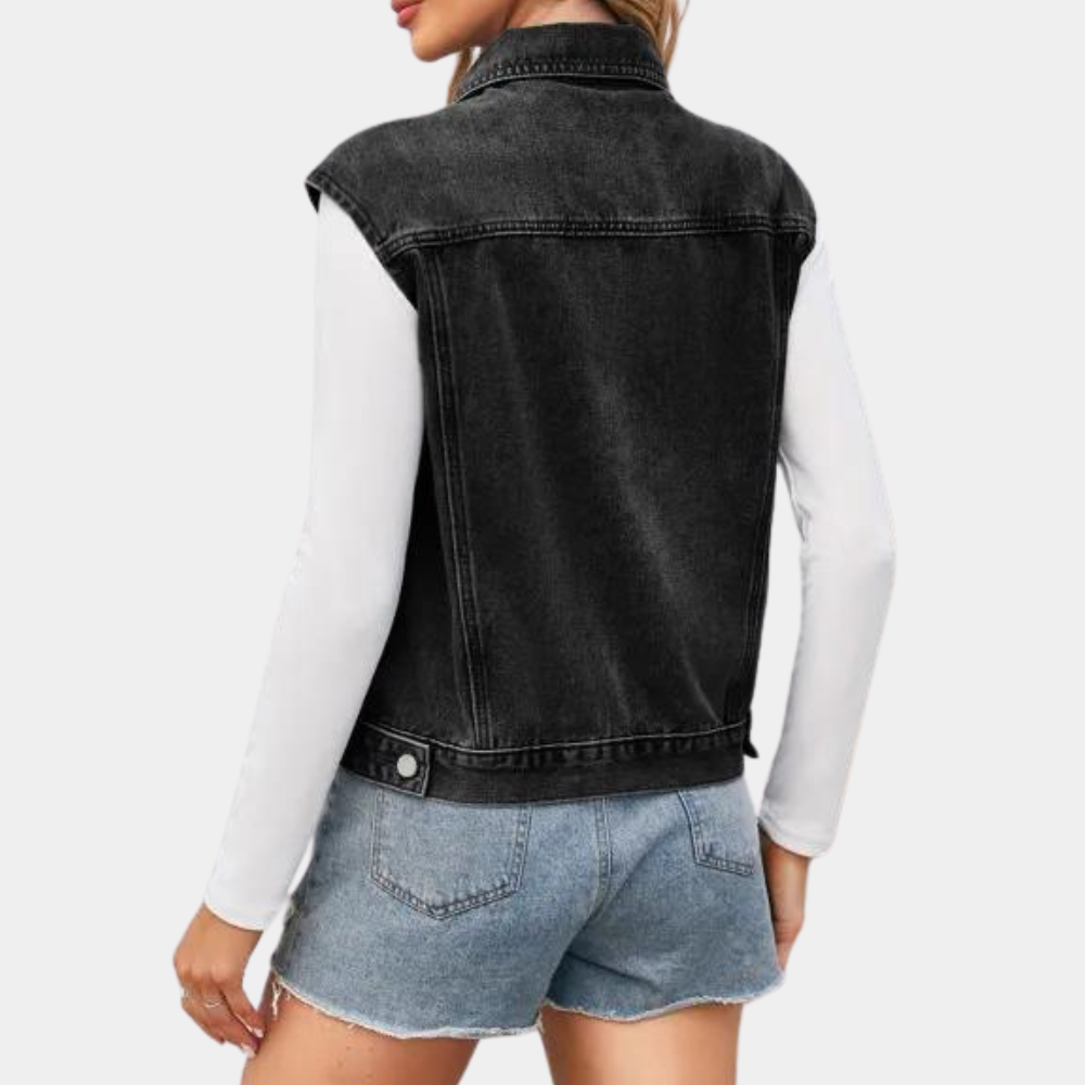 Dames Denim Vest Klassiek Stijl 2