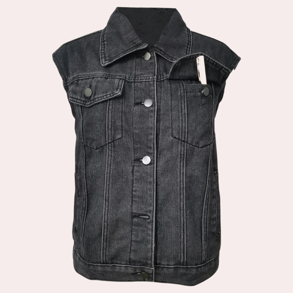 Dames Denim Vest Klassiek Stijl 3