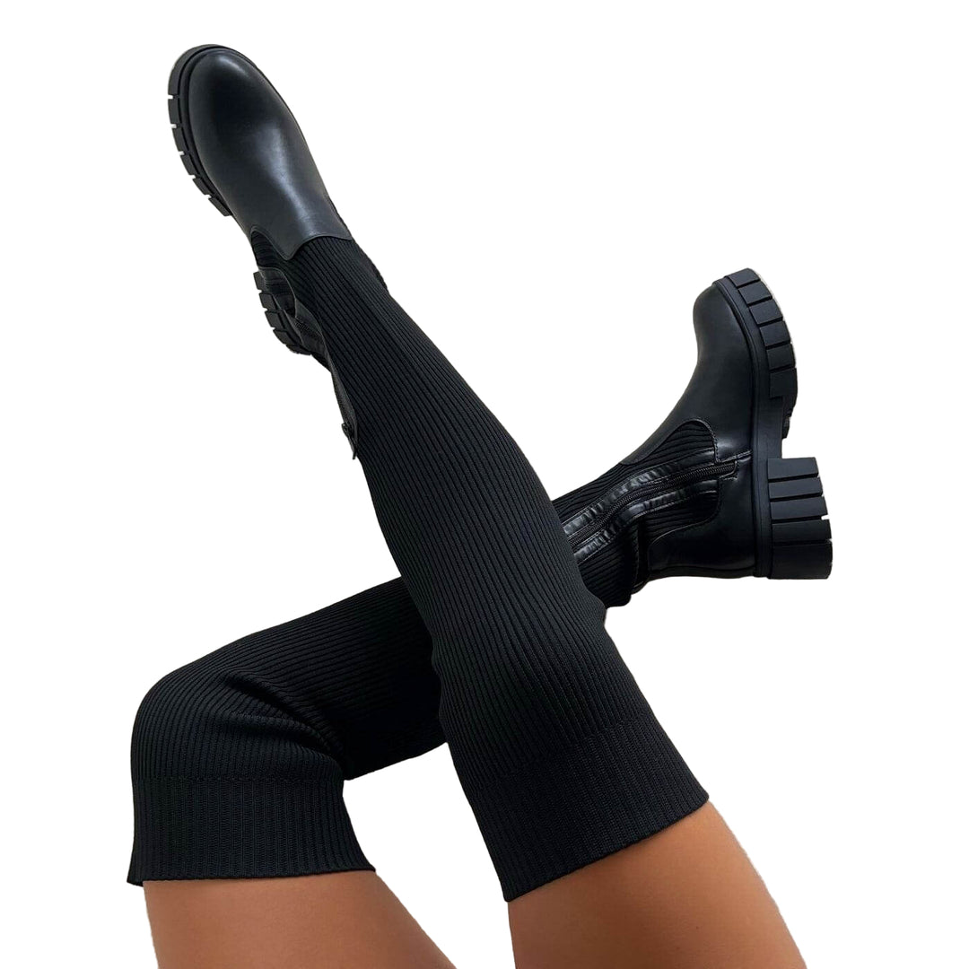 Dames Dijhoge Laarzen Trendy Met Stretch 0