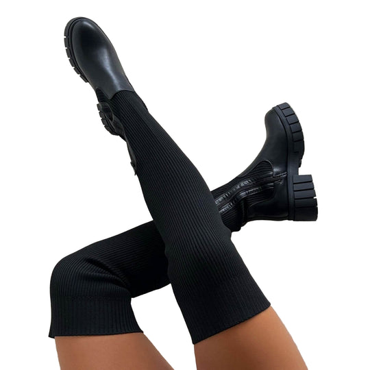 Dames Dijhoge Laarzen Trendy Met Stretch 0