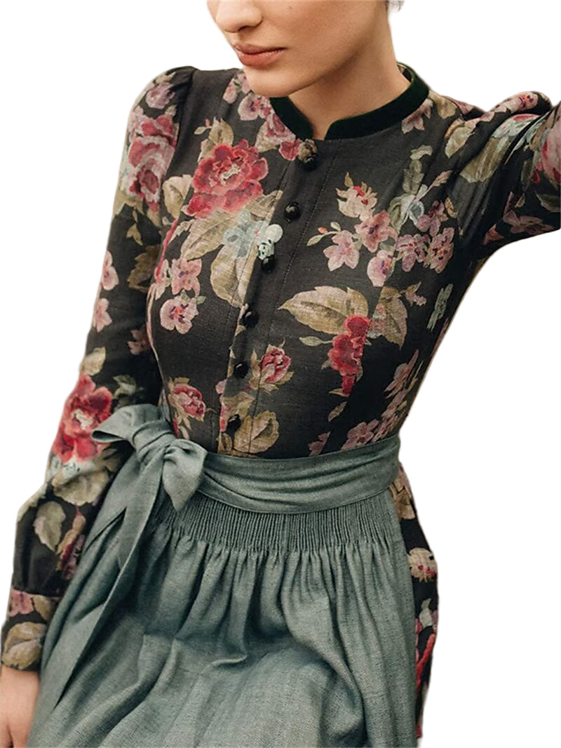 Dames Dirndljurk Vintage Stijl Bloemmotief voor Feestelijke Gelegenheden 0