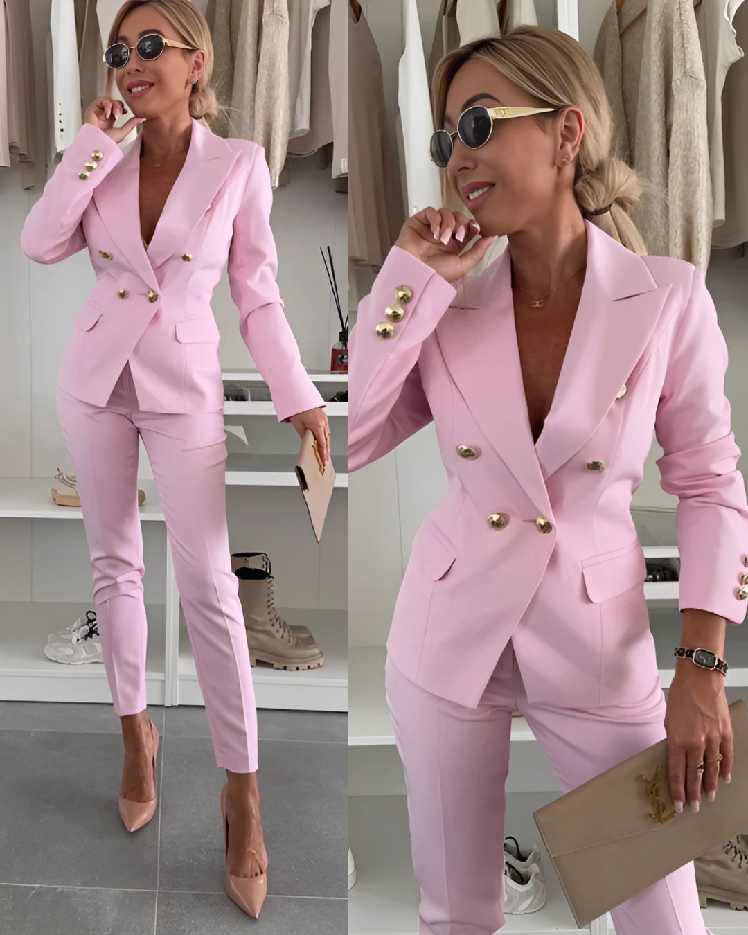 Dames Dubbelzijdig Blazer met Tailored Fit 3