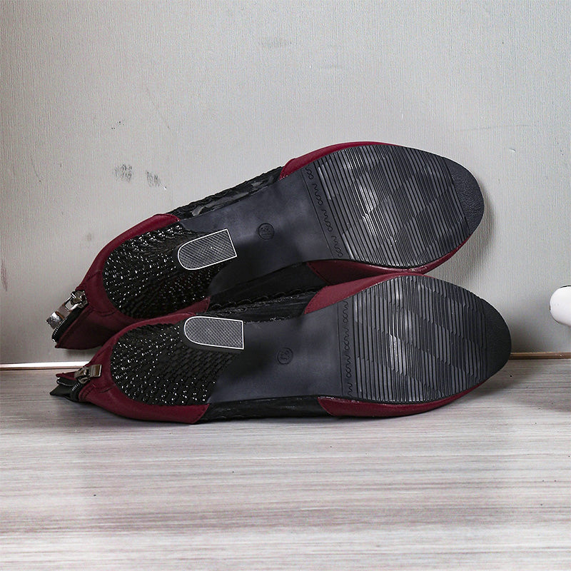 Dames Enkellaarsjes Met Kant Blokhak Ademend Mesh 5