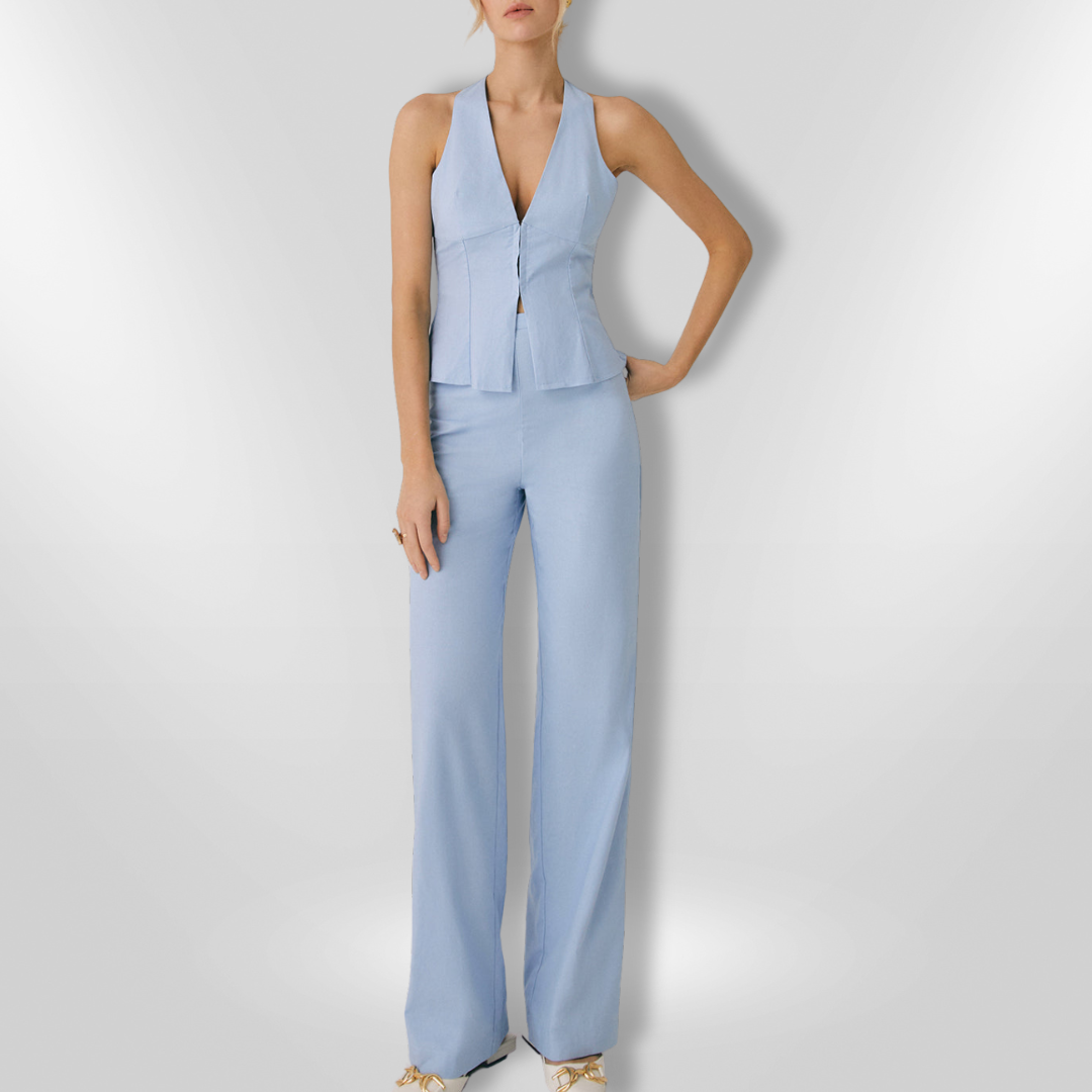 Dames Ensemble Pantalon Droit Halterstijl 0