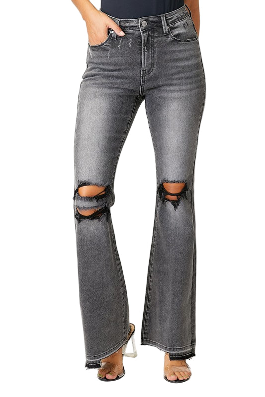 Dames Faded Flair Jeans Zwart 0