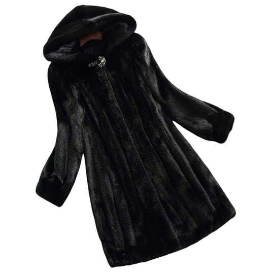 Dames Faux Fur Jas Tailored Fit met Kap 0