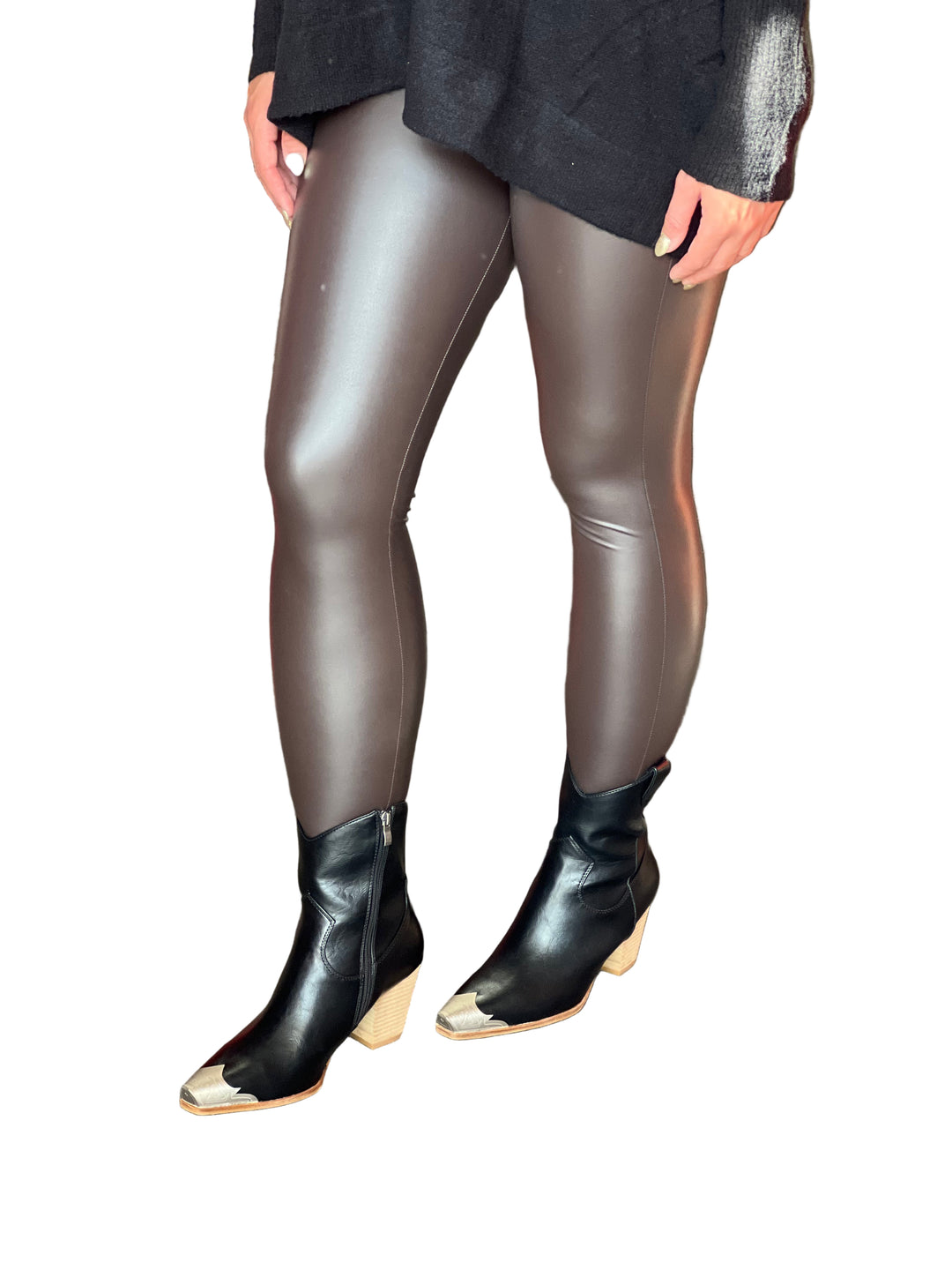 Dames Faux Leren Leggings Chocolade 0