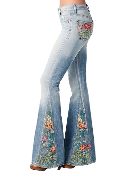 Dames Flared Broek Met Bloemenprint 0