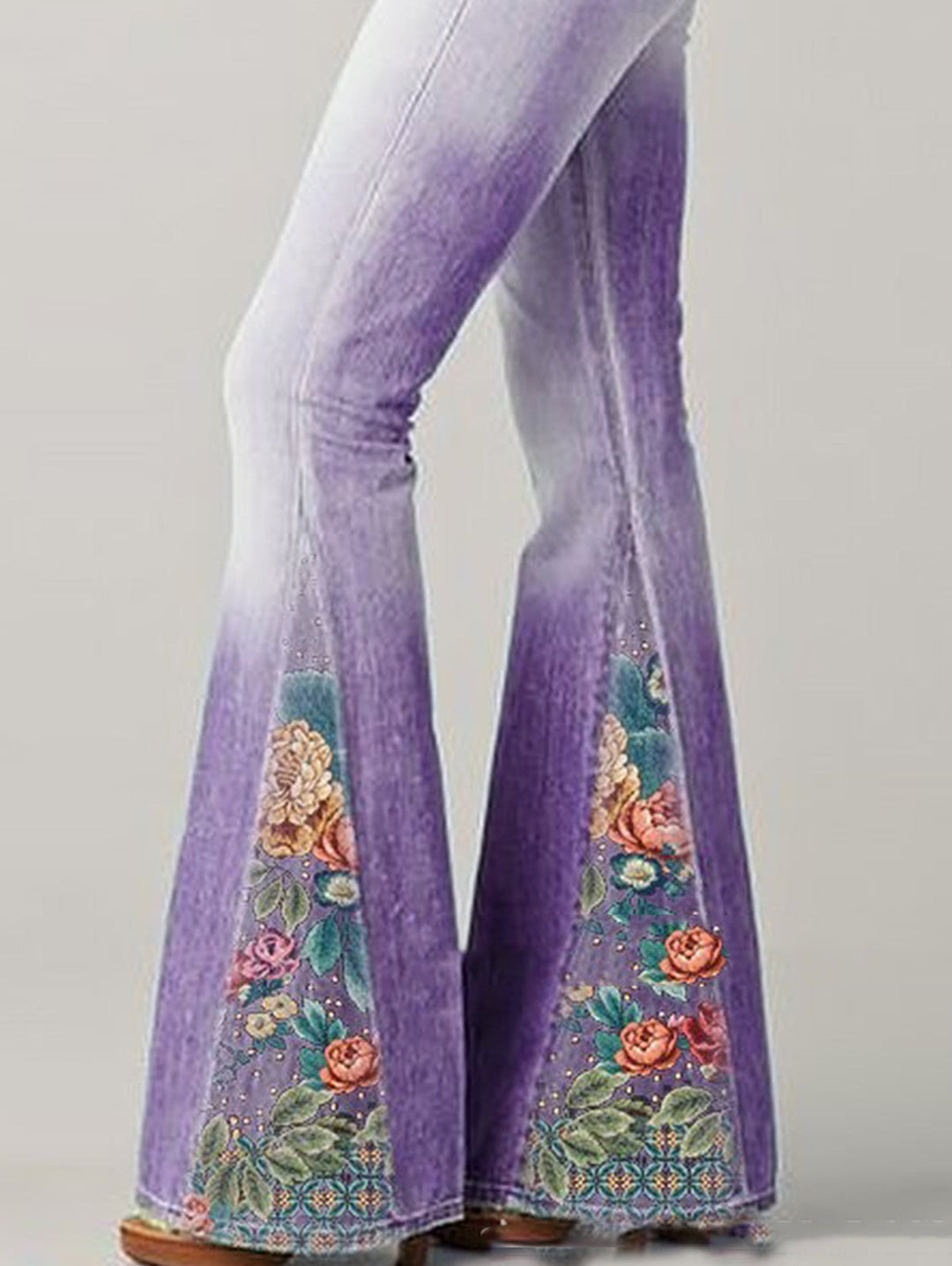 Dames Flared Broek Met Bloemenprint 4