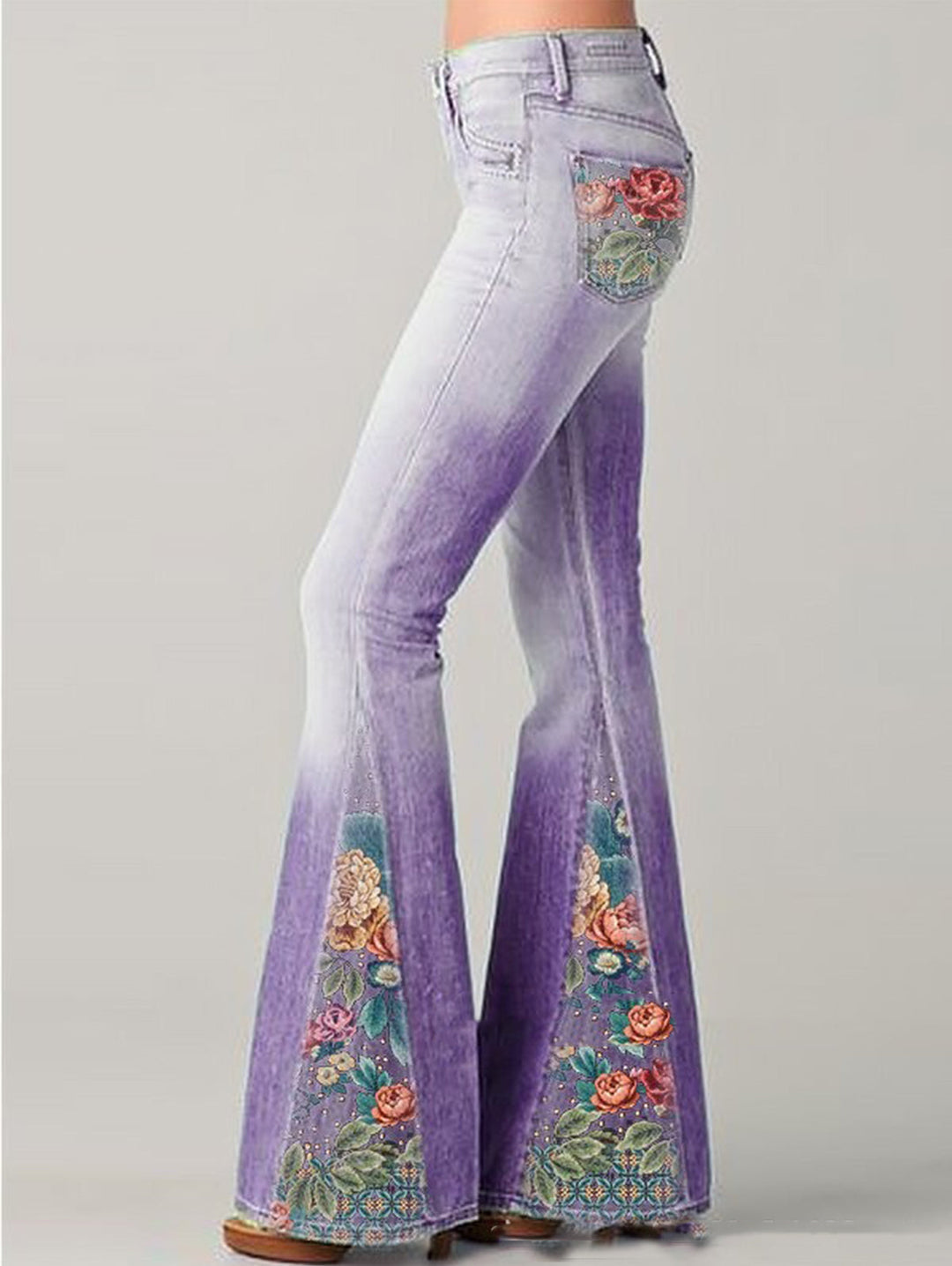 Dames Flared Broek Met Bloemenprint 8