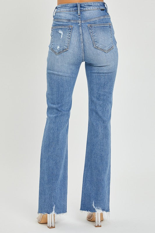 Dames Flared Jeans Hoge Taille Medium Denim 3