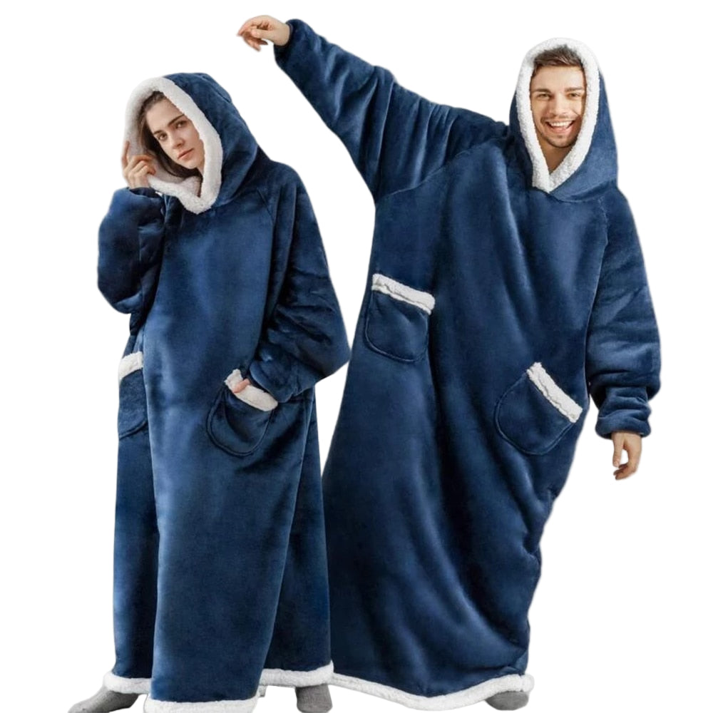 Dames Fleece Hoodie Deken Oversized 0