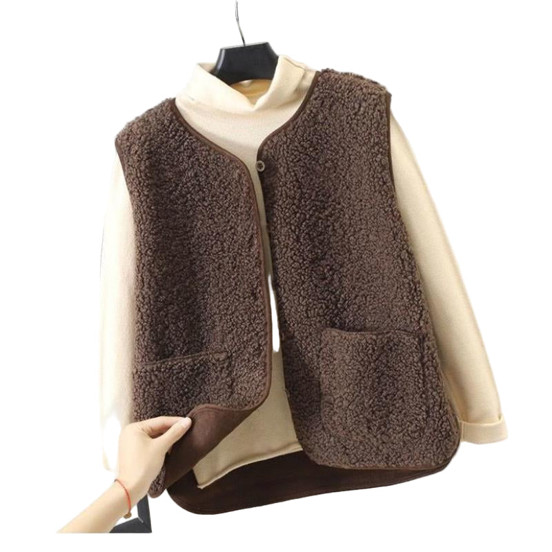 Dames Fleece Vest Mouwloos van Lamswol voor Herfst en Winter 3