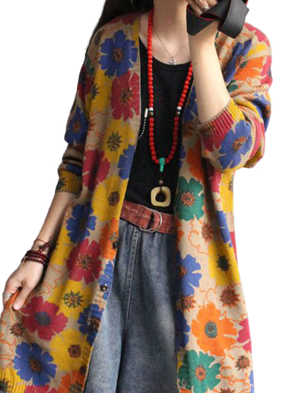 Dames Gebreid Vest met V-hals en Print 0